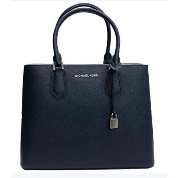 Michael Kors Pebbled Leather Tote Bag in Navy Blue - Picture 1 of 9